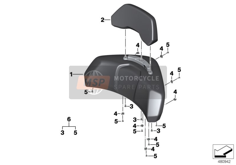 BMW K 1600 GTL (0602, 0612) 2015 Rückenpolster mit Lehne für ein 2015 BMW K 1600 GTL (0602, 0612)