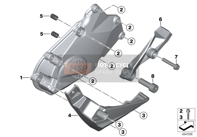 BMW K 1600 GTL (0602, 0612) 2015 Timing cover, right for a 2015 BMW K 1600 GTL (0602, 0612)