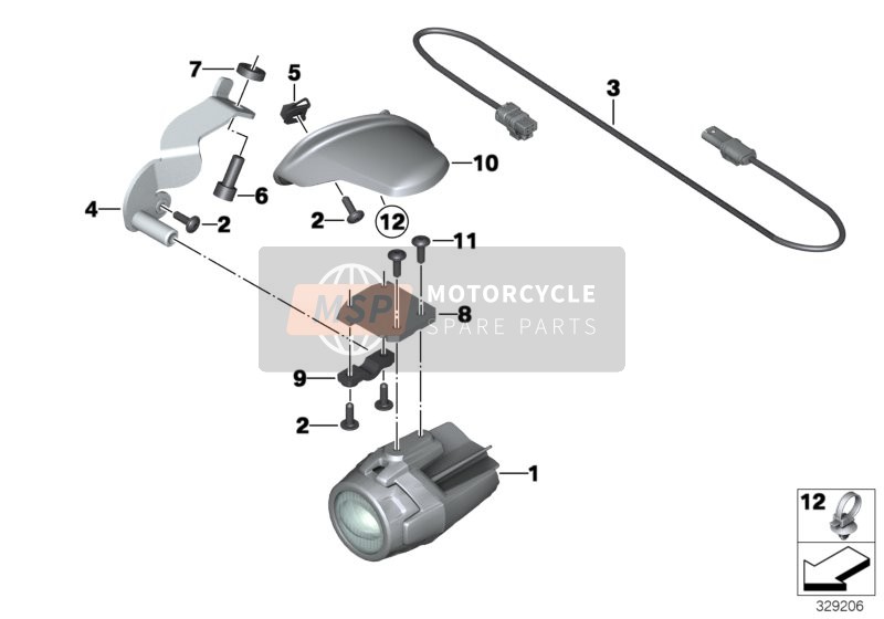 BMW K 1600 GTL (0602, 0612) 2015 LED auxiliary headlight for a 2015 BMW K 1600 GTL (0602, 0612)