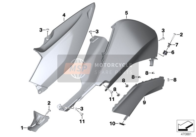 BMW K 1600 GTL 17 (0F02, 0F12) 2015 Cache de réservoir latéral pour un 2015 BMW K 1600 GTL 17 (0F02, 0F12)