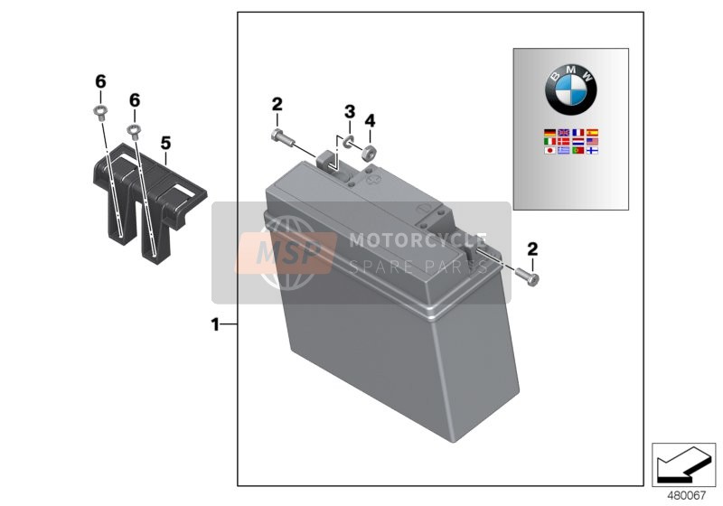 BMW K 1600 GTL 17 (0F02, 0F12) 2018 Batterie mit Halterung für ein 2018 BMW K 1600 GTL 17 (0F02, 0F12)