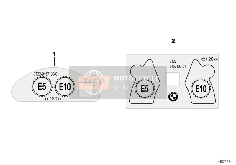 BMW K 1600 GTL 17 (0F02, 0F12) 2015 Étiquette de notice de carburant pour un 2015 BMW K 1600 GTL 17 (0F02, 0F12)