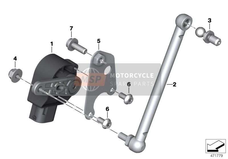 BMW K 1600 GTL 17 (0F02, 0F12) 2016 Höhenstandssensor vorne für ein 2016 BMW K 1600 GTL 17 (0F02, 0F12)