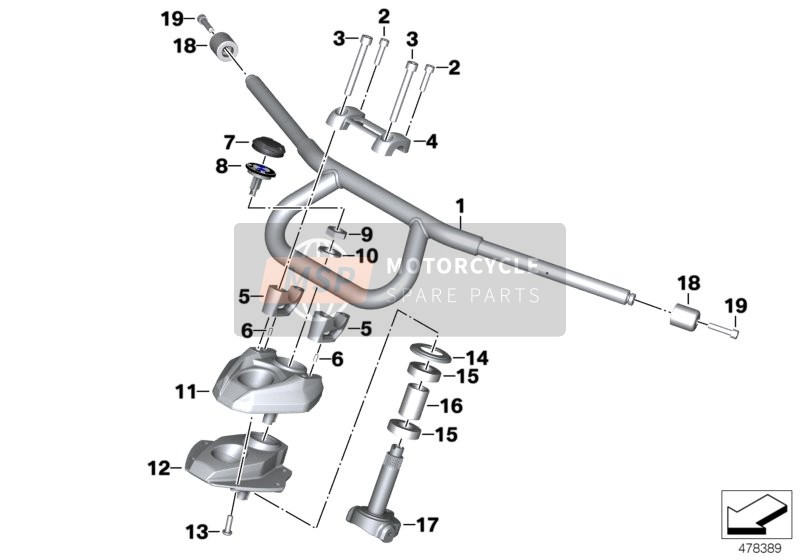 BMW K 1600 GTL 17 (0F02, 0F12) 2015 Manubrio 2 per un 2015 BMW K 1600 GTL 17 (0F02, 0F12)