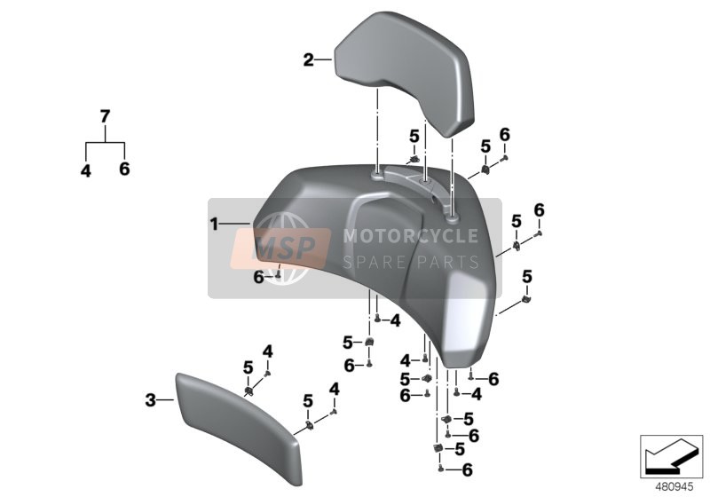 BMW K 1600 GTL Excl. (0603, 0613) 2014 Rugkussen met leuning voor een 2014 BMW K 1600 GTL Excl. (0603, 0613)