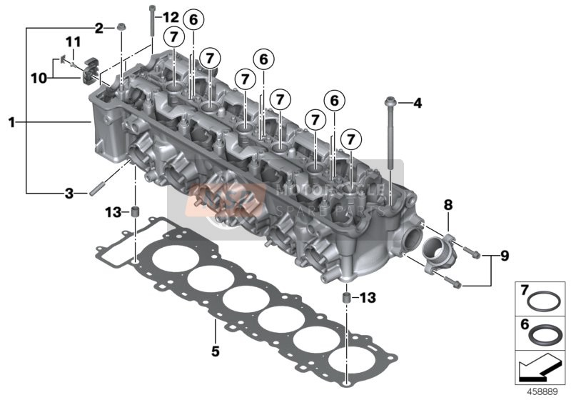 BMW K 1600 GTL Excl. (0603, 0613) 2015 CYLINDER HEAD/MOUNTING PARTS for a 2015 BMW K 1600 GTL Excl. (0603, 0613)