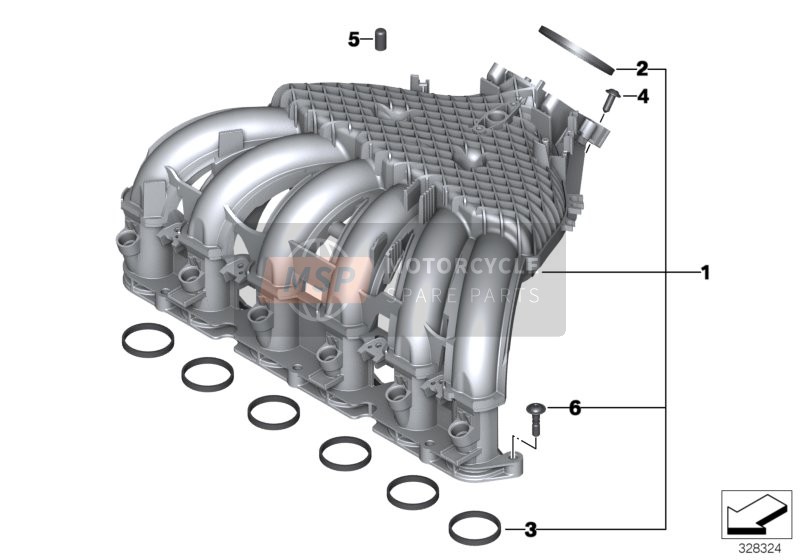 BMW K 1600 GTL Excl. (0603, 0613) 2013 INTAKE MANIFOLD SYSTEM for a 2013 BMW K 1600 GTL Excl. (0603, 0613)