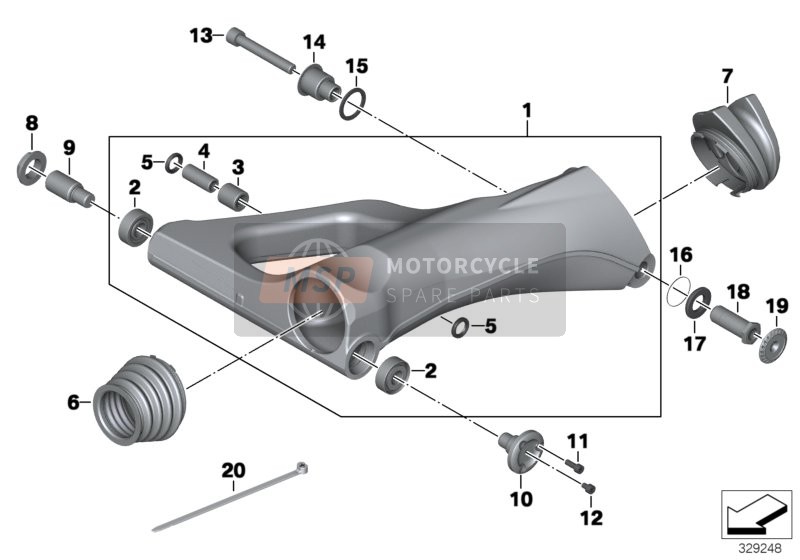 BMW K 1600 GTL Excl. (0603, 0613) 2014 Forcellone posteriore per un 2014 BMW K 1600 GTL Excl. (0603, 0613)