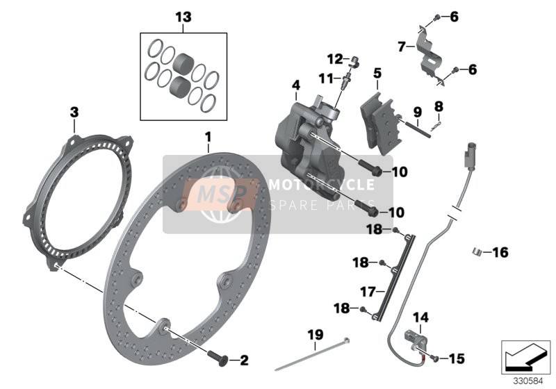 BMW K 1600 GTL Excl. (0603, 0613) 2014 FRONT WHEEL BRAKE for a 2014 BMW K 1600 GTL Excl. (0603, 0613)
