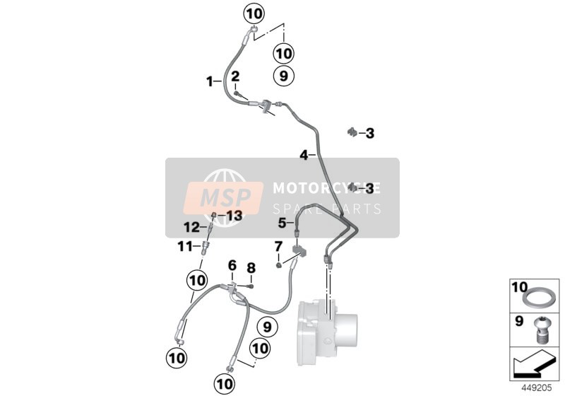 BMW K 1600 GTL Excl. (0603, 0613) 2013 BRAKE PIPE, FRONT for a 2013 BMW K 1600 GTL Excl. (0603, 0613)