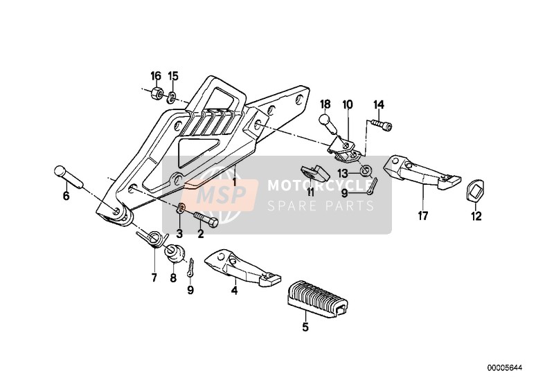 BMW K 75 85 (0562,0571) 1989 Placa reposapies/reposapies para un 1989 BMW K 75 85 (0562,0571)