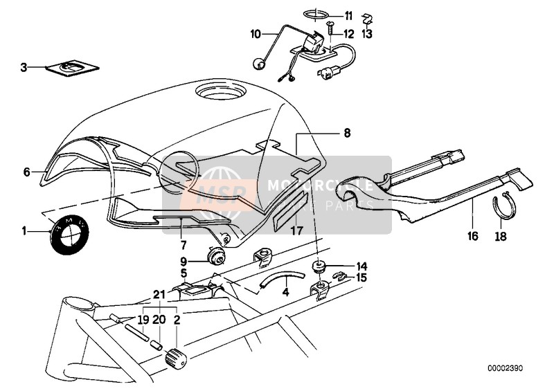 BMW K 75 85 (0562,0571) 1989 Kraftstofftank/Anbauteile für ein 1989 BMW K 75 85 (0562,0571)