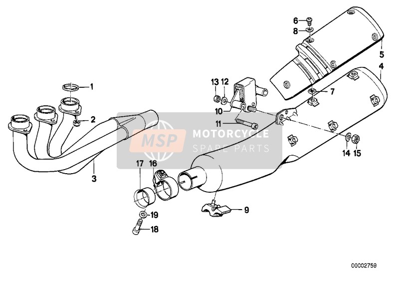 BMW K 75 85 (0562,0571) 1996 Exhaust System for a 1996 BMW K 75 85 (0562,0571)