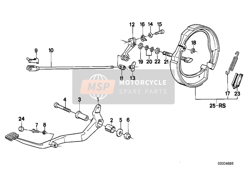 BMW K 75 85 (0562,0571) 1995 Freno de la rueda trasera-freno de tambo para un 1995 BMW K 75 85 (0562,0571)