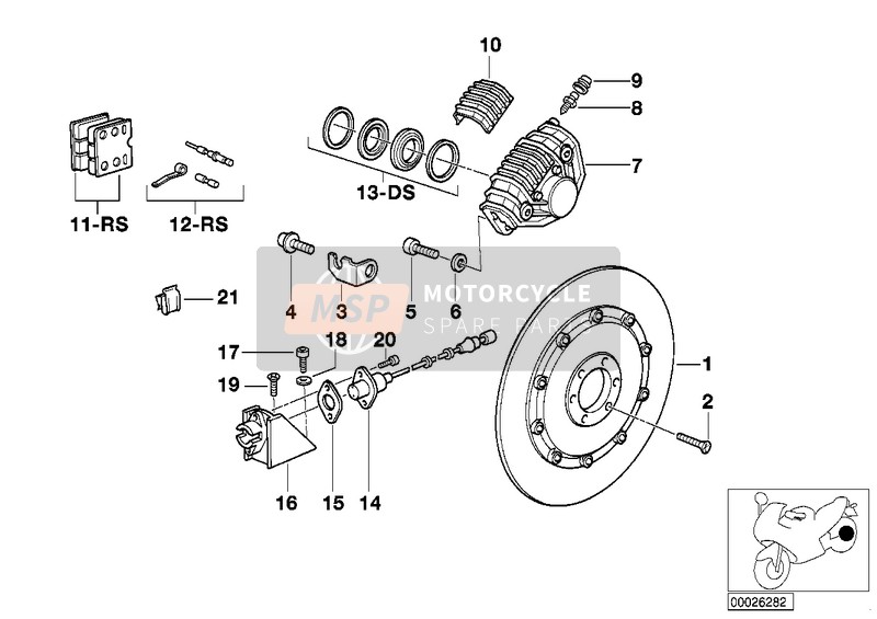 BMW K 75 85 (0562,0571) 1986 Frein de roues AR ABS pour un 1986 BMW K 75 85 (0562,0571)