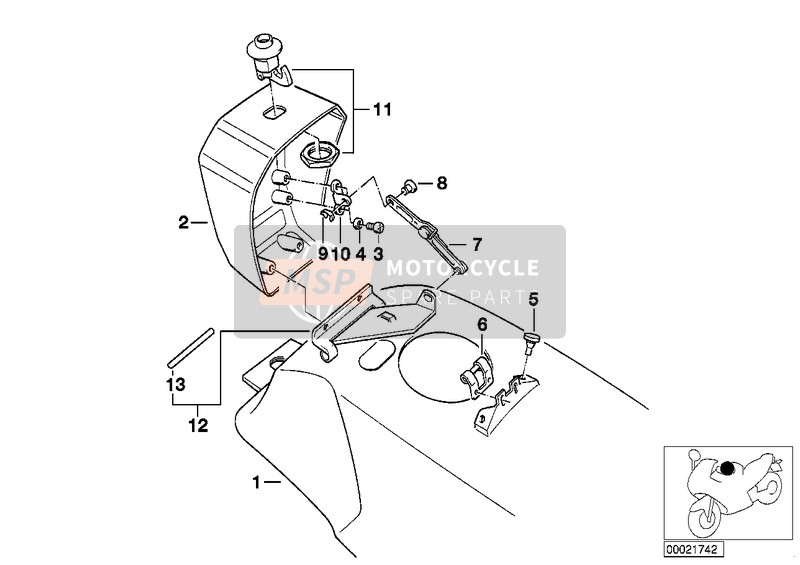 BMW K 75 C (0564,0574) 1987 Benzinetank/autoriteit voor een 1987 BMW K 75 C (0564,0574)