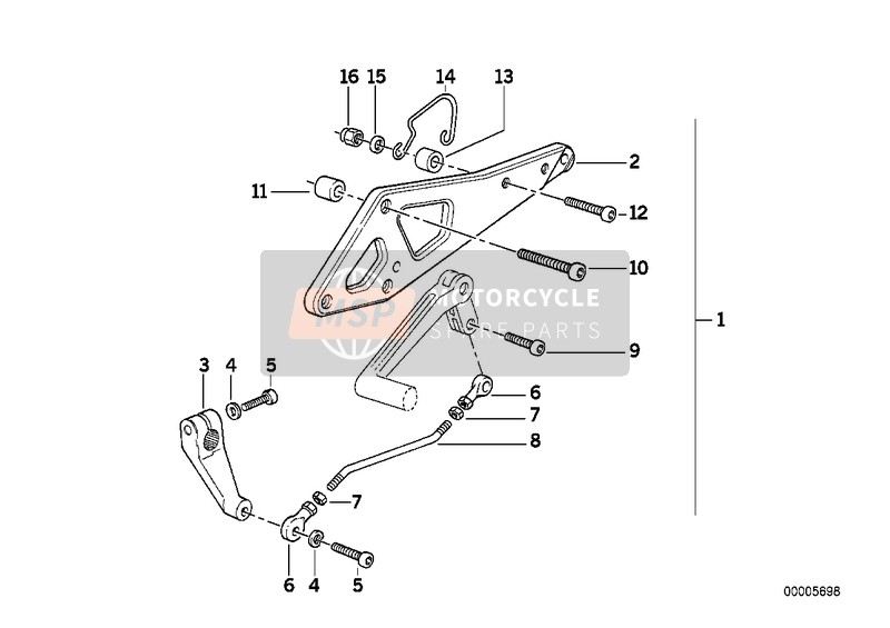 BMW K 75 S (0563,0572) 1989 Extraset voetraster 1 voor een 1989 BMW K 75 S (0563,0572)