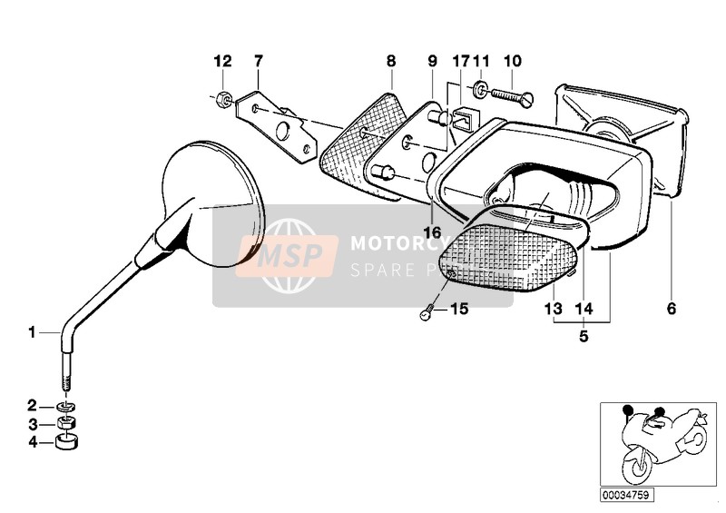 BMW K 100 83 (0501,0511) 1985 Spiegel voor een 1985 BMW K 100 83 (0501,0511)