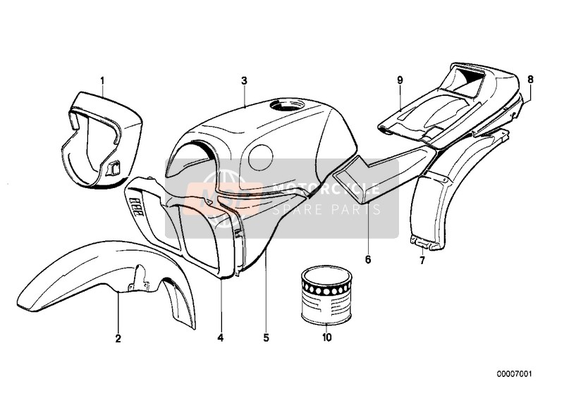 BMW K 100 83 (0501,0511) 1982 Pieces peintes   576 polaris pour un 1982 BMW K 100 83 (0501,0511)