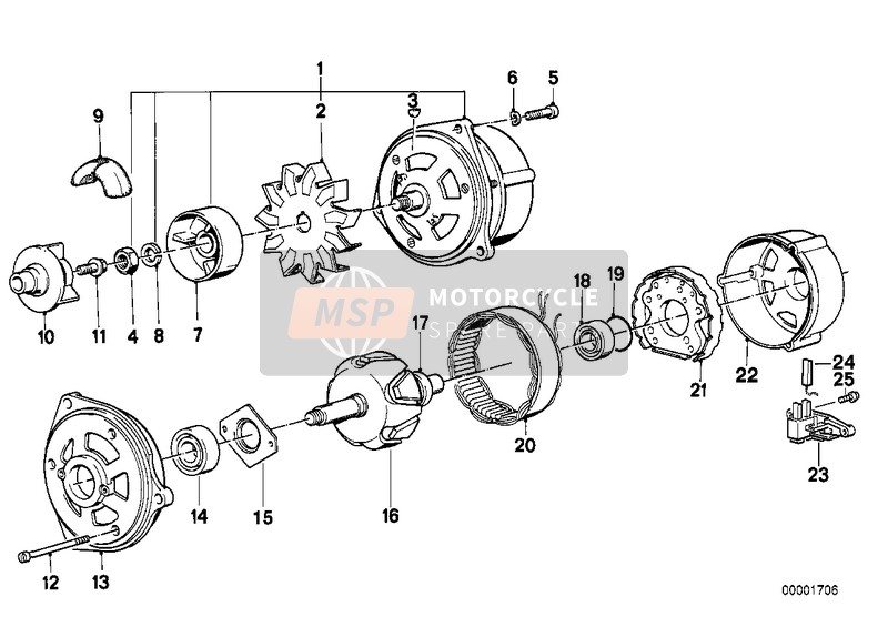 BMW K 100 83 (0501,0511) 1985 Alternador, piezas individuales para un 1985 BMW K 100 83 (0501,0511)