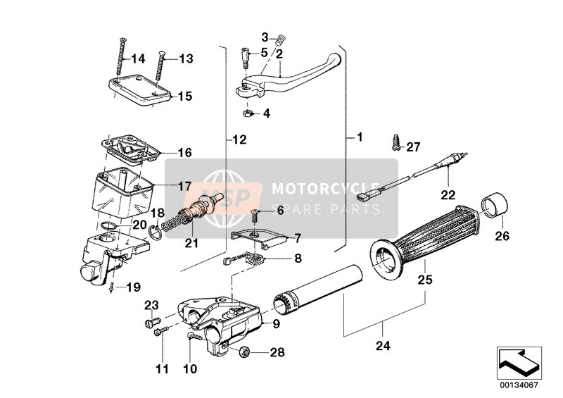 BMW K 100 LT 87 (0506,0516) 1986 HANDLE UNIT, RIGHT 1 for a 1986 BMW K 100 LT 87 (0506,0516)