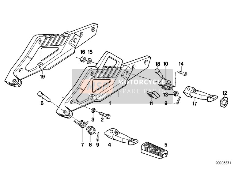 BMW K 100 RS 83 (0502,0503,0513) 1983 Placa reposapies/reposapies para un 1983 BMW K 100 RS 83 (0502,0503,0513)