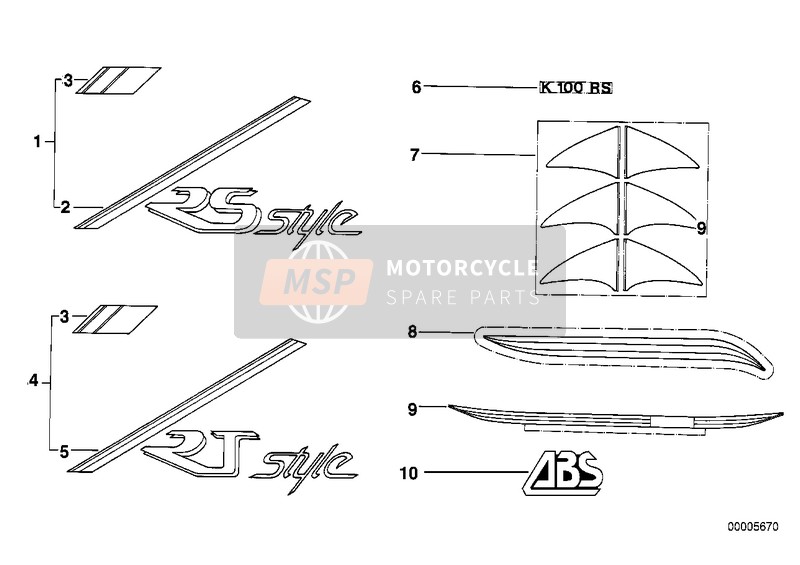 BMW K 100 RS 83 (0502,0503,0513) 1983 STICK-ON LABEL 2 for a 1983 BMW K 100 RS 83 (0502,0503,0513)