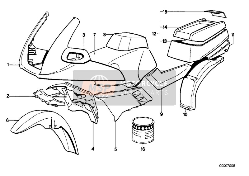 BMW K 100 RS 83 (0502,0503,0513) 1983 Partes barnizadas 608 avusschwarz 1 para un 1983 BMW K 100 RS 83 (0502,0503,0513)