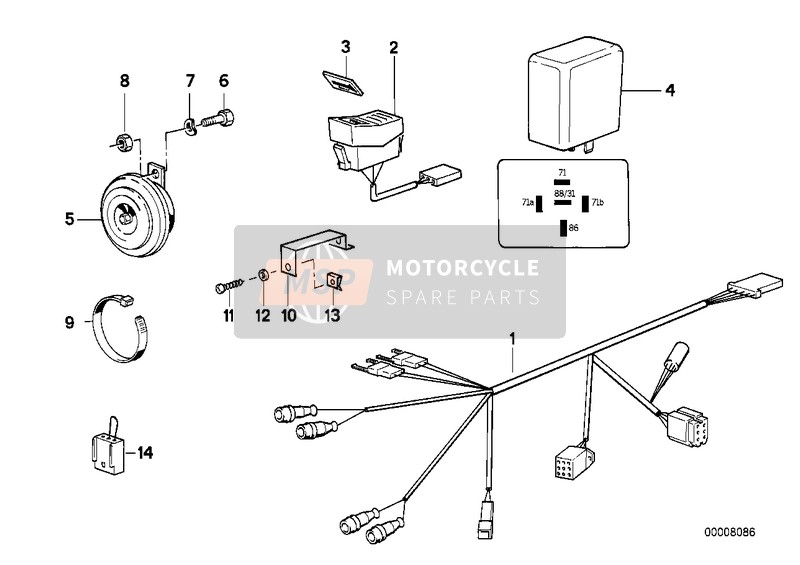 BMW K 100 RS 83 (0502,0503,0513) 1988 Luce segnal.avvisatore a suoni interval. per un 1988 BMW K 100 RS 83 (0502,0503,0513)