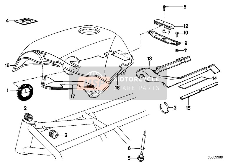 BMW K 100 RS 83 (0502,0503,0513) 1983 Reservoir de carburant/pieces de montage 1 pour un 1983 BMW K 100 RS 83 (0502,0503,0513)