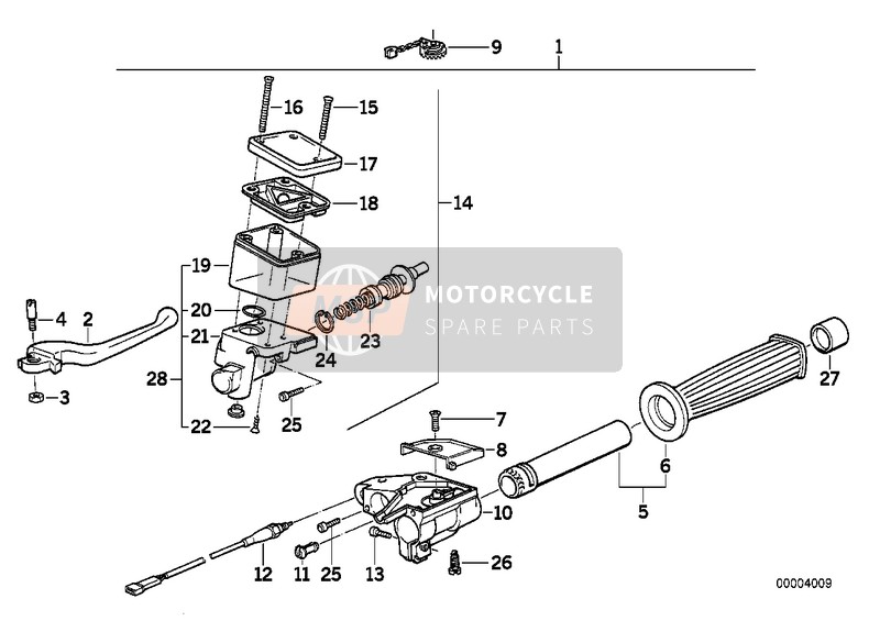 BMW K 100 RS 83 (0502,0503,0513) 1983 Handgreep rechts 1 voor een 1983 BMW K 100 RS 83 (0502,0503,0513)