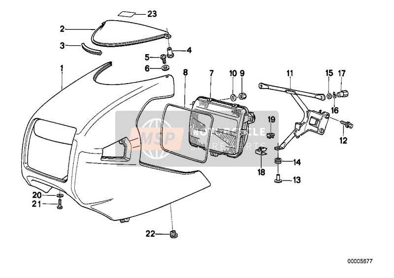 BMW K 1 (0525,0535) 1991 Bekleding bovendeel/koplamp voor een 1991 BMW K 1 (0525,0535)