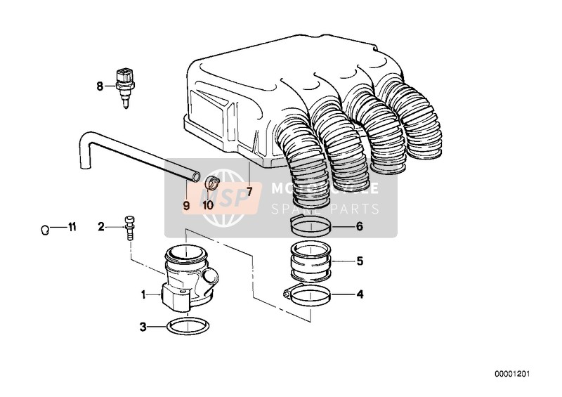 BMW K 1 (0525,0535) 1990 AIR COLLECTOR/INLET MANIFOLD for a 1990 BMW K 1 (0525,0535)