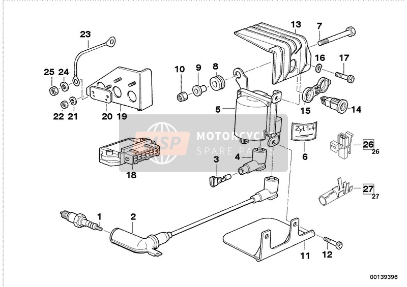 BMW K 1 (0525,0535) 1990 Sistema de encendido para un 1990 BMW K 1 (0525,0535)