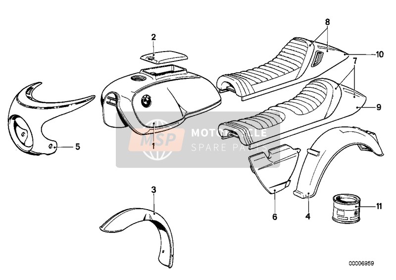 BMW R 100 /7T 1979 Partes barnizadas 550/557 dunkelblau para un 1979 BMW R 100 /7T