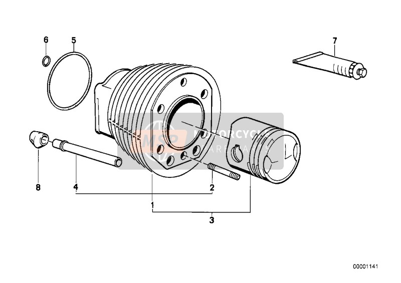 BMW R 100 /7T 1976 Cylinder 2 for a 1976 BMW R 100 /7T