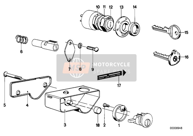 BMW R 100 /7T 1978 Pieces de jeu de serrures pour un 1978 BMW R 100 /7T