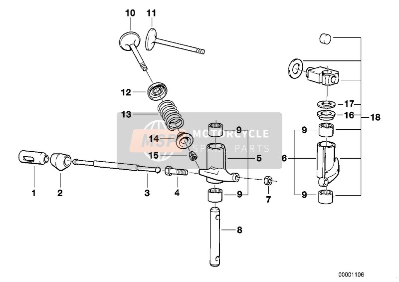 BMW R 100 /7T 1983 Comm.des soupapes-culbuteur/valves pour un 1983 BMW R 100 /7T