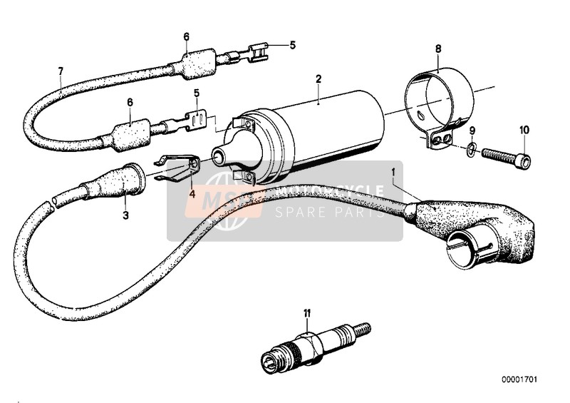 BMW R 100 /7T 1978 Bougie/bougiekabel/bobine voor een 1978 BMW R 100 /7T