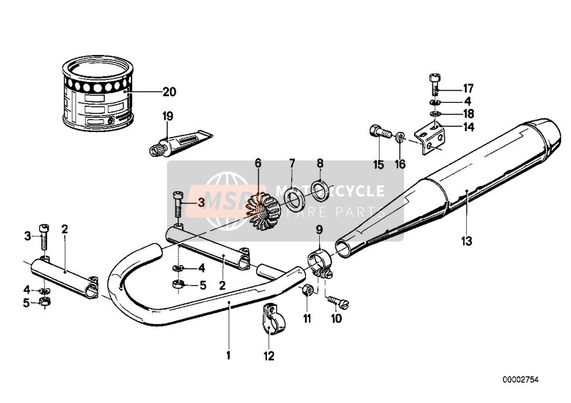 BMW R 100 /7T 1976 Système d'échappement 2 pour un 1976 BMW R 100 /7T