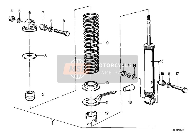 BMW R 100 /7T 1984 SPRING STRUT, REAR for a 1984 BMW R 100 /7T