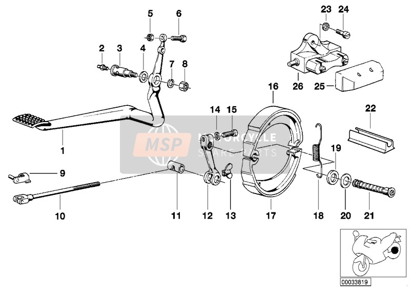 BMW R 100 RS 1980 Freno ruota posteriore per un 1980 BMW R 100 RS