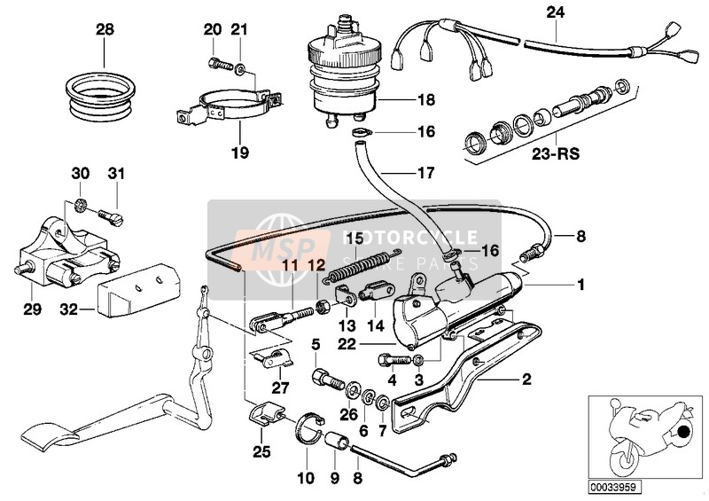 BMW R 100 RS 1981 Freno ruota post.-cilindro maestro freno per un 1981 BMW R 100 RS