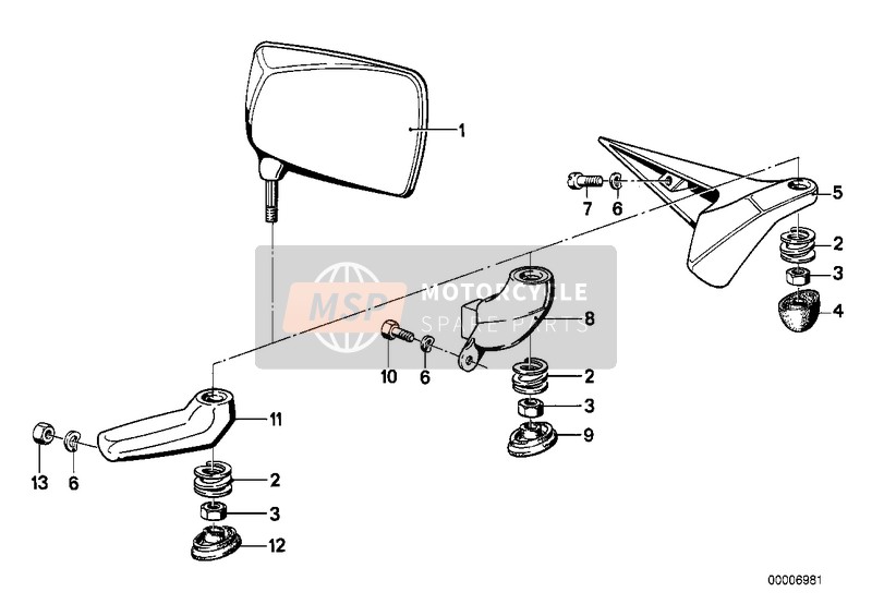 BMW R 100 RS 1981 Mirror 2 for a 1981 BMW R 100 RS