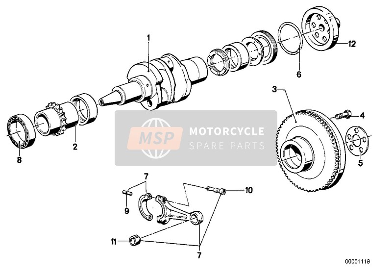 BMW R 100 RS 1989 CRANKSHAFT/CONNECTING ROD/MOUNTING PARTS for a 1989 BMW R 100 RS