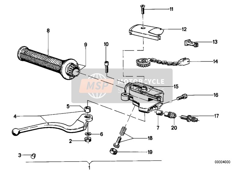 BMW R 100 RS 1982 Unità manopola destra 1 per un 1982 BMW R 100 RS