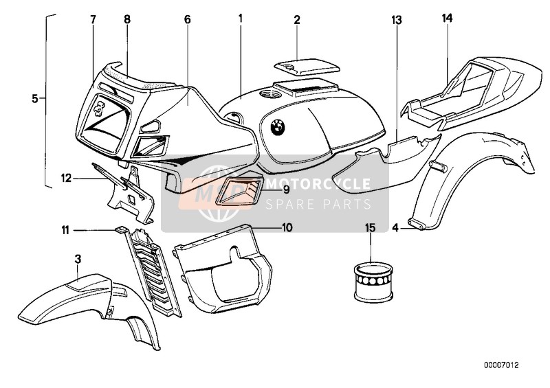 BMW R 100 RT 1992 Partes barnizadas 654 rot para un 1992 BMW R 100 RT