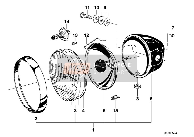 63121244405, Projecteur Assymetrique A Gauche, BMW, 0