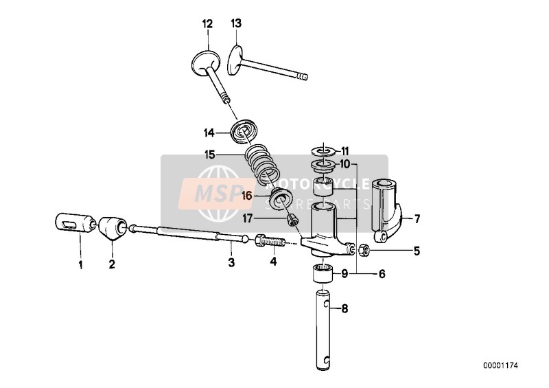 BMW R 100 RT 1986 Klep, klepbediening, tuimelaar voor een 1986 BMW R 100 RT