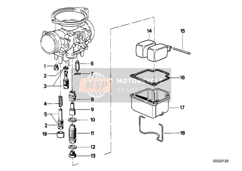 BMW R 100 RT 1984 Carburador-flotador/chicle para un 1984 BMW R 100 RT